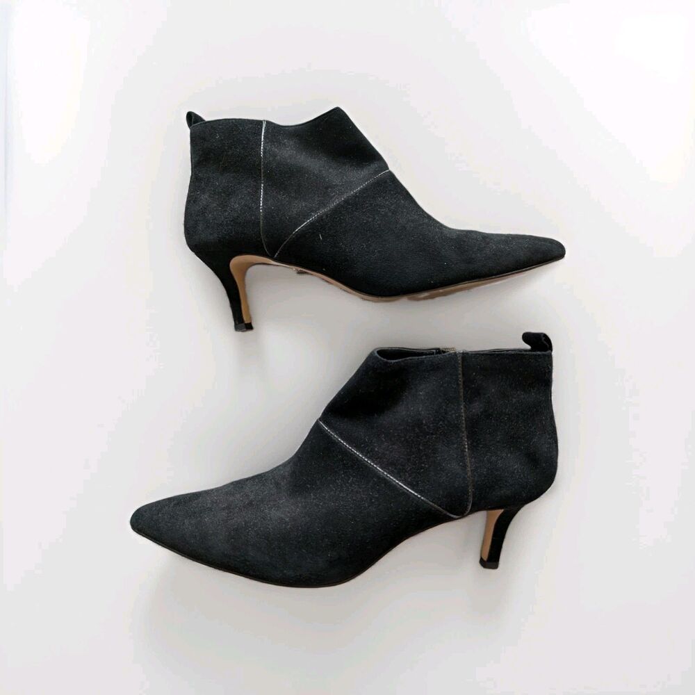 Donald Pliner Fayla Kitten Heels Booties Pointy Toe Black Suede sz 10